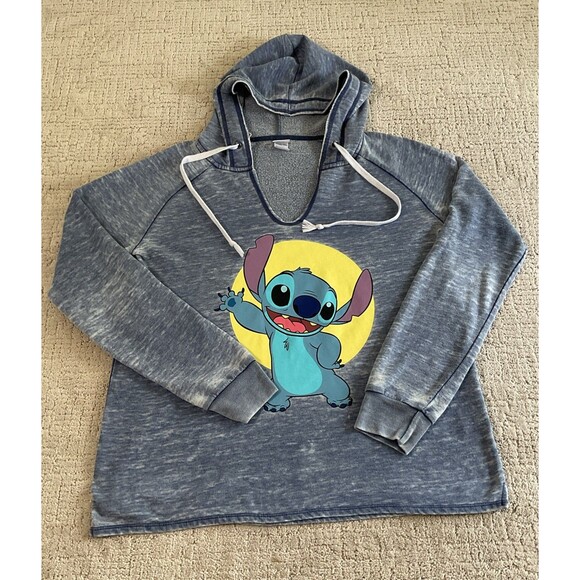 Disney Tops - Disney Lilo and Stitch Sweatshirt Women’s Long Sleeve Blue Hoodie Medium